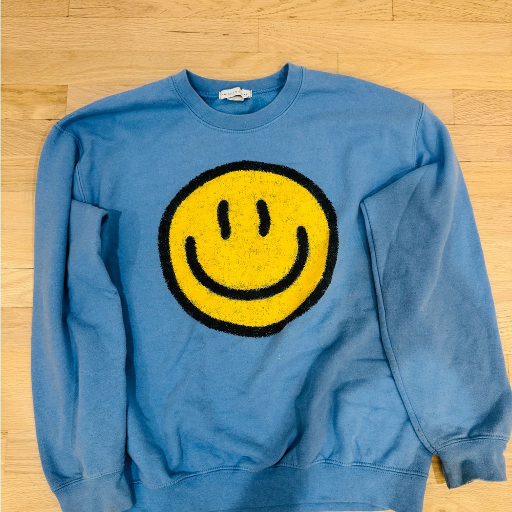 Ally B Collab Blue Smiley Face Crewneck